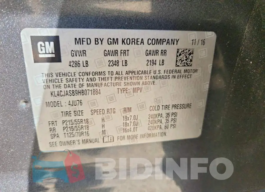 KL4CJASB9HB071884 Photo# 13