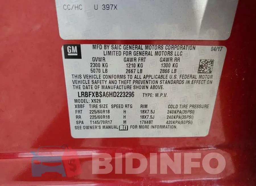 LRBFXBSA6HD223296 Photo# 13