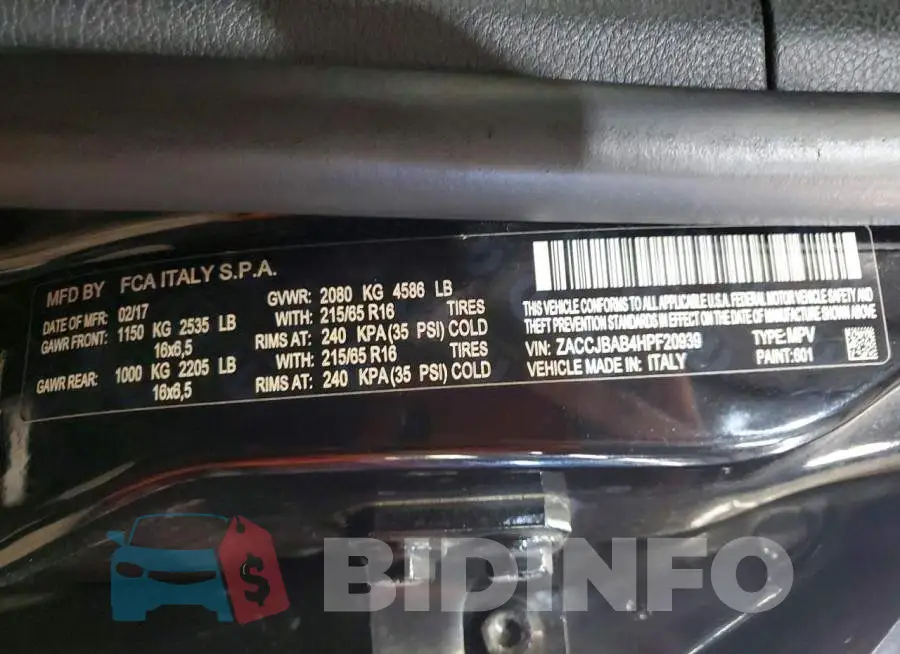 ZACCJBAB4HPF20939 Photo# 13