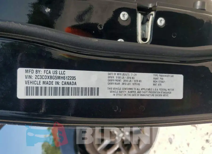 2C3CDXBG5MH612205 Photo# 12