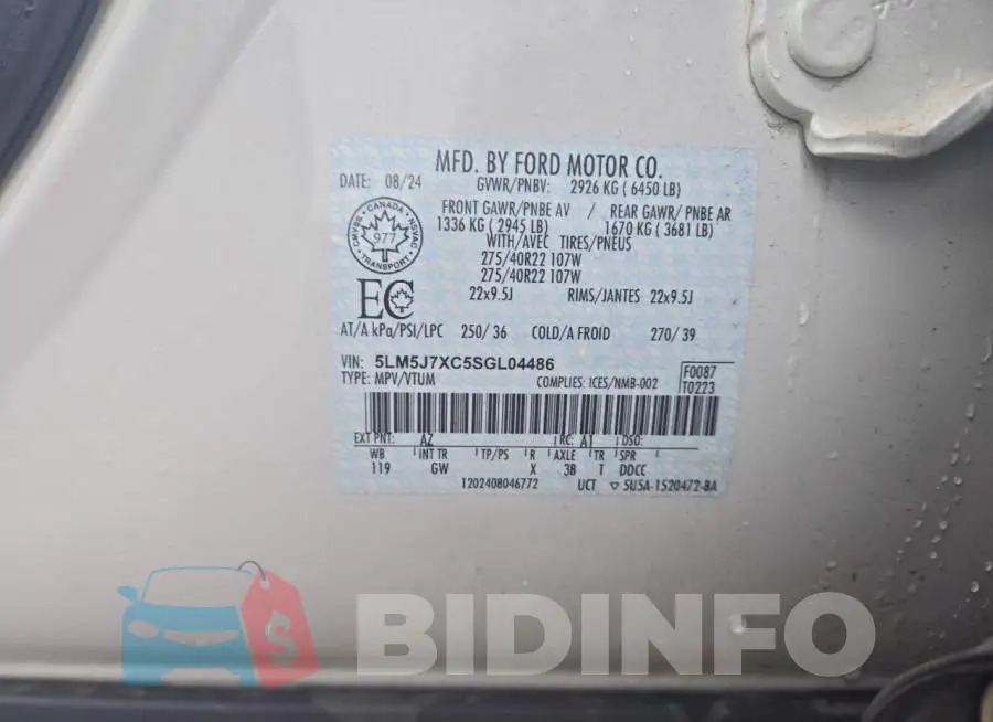 5LM5J7XC5SGL04486 Photo# 14