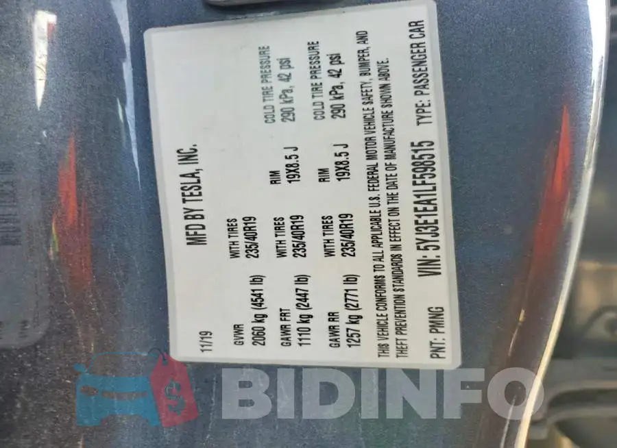 5YJ3E1EA1LF598515 Photo# 12