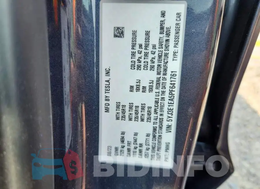 5YJ3E1EA5PF641761 Photo# 12