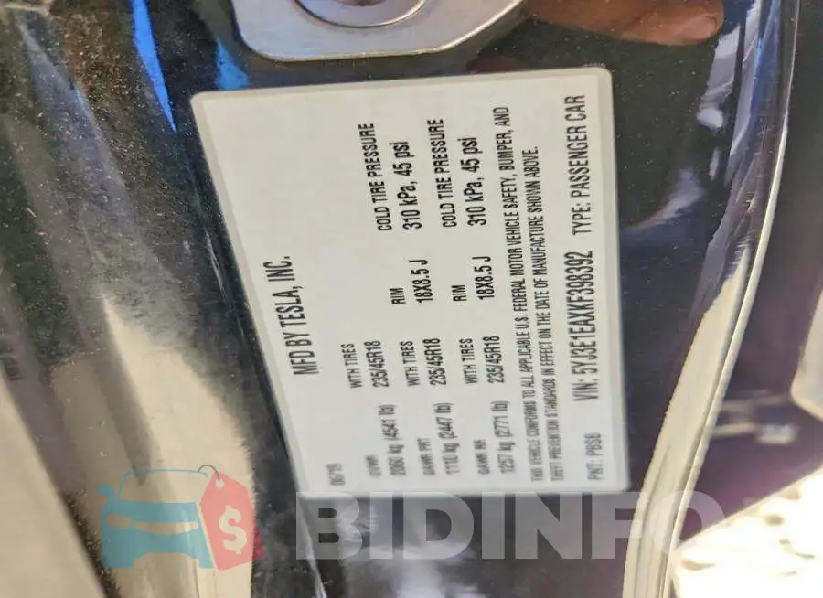 5YJ3E1EAXKF398392 Photo# 12