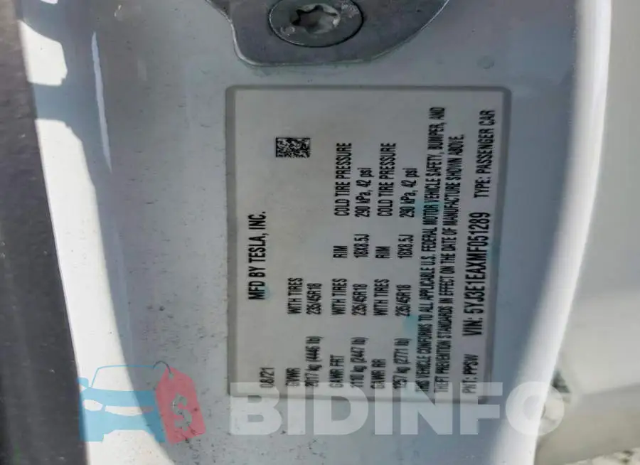5YJ3E1EAXMF051289 Photo# 12