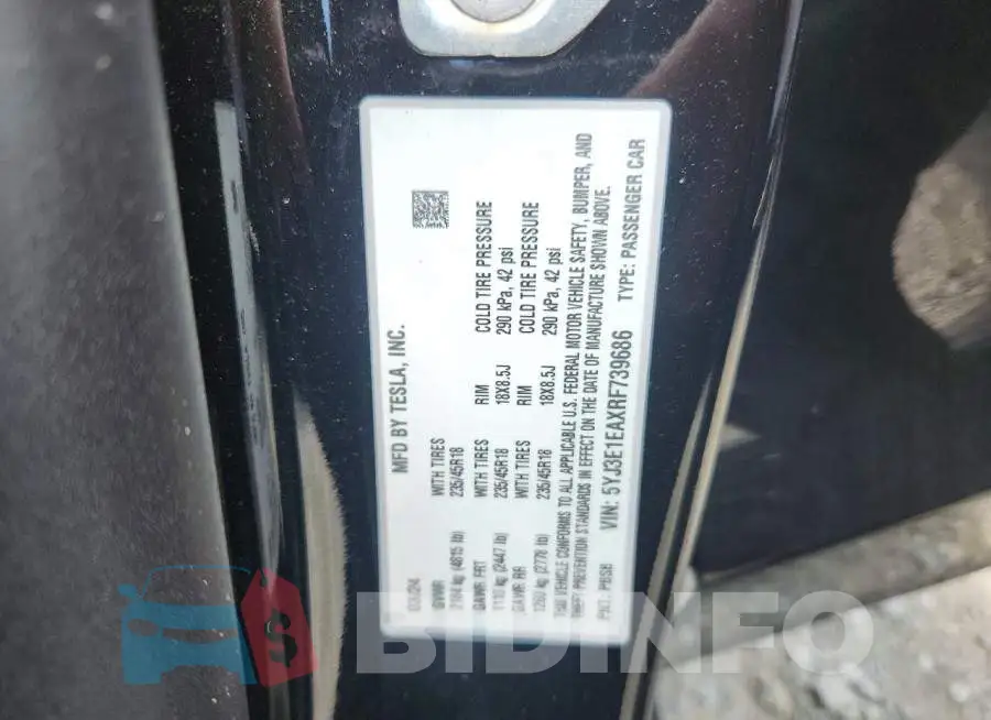 5YJ3E1EAXRF739686 Photo# 12