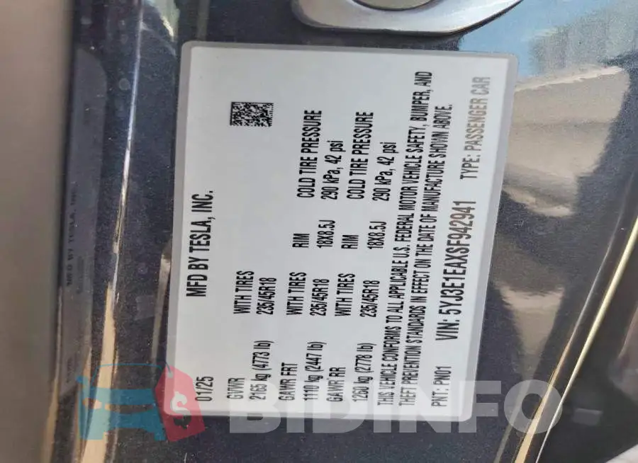 5YJ3E1EAXSF942941 Photo# 13