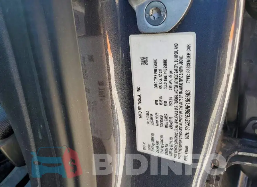 5YJ3E1EB6NF196503 Photo# 12