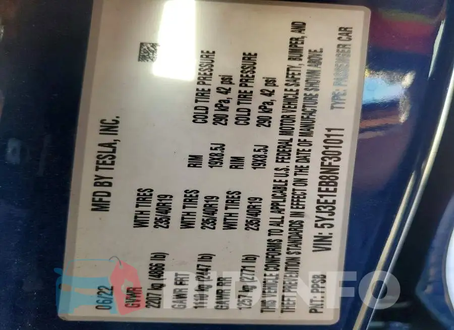 5YJ3E1EB8NF301011 Photo# 12