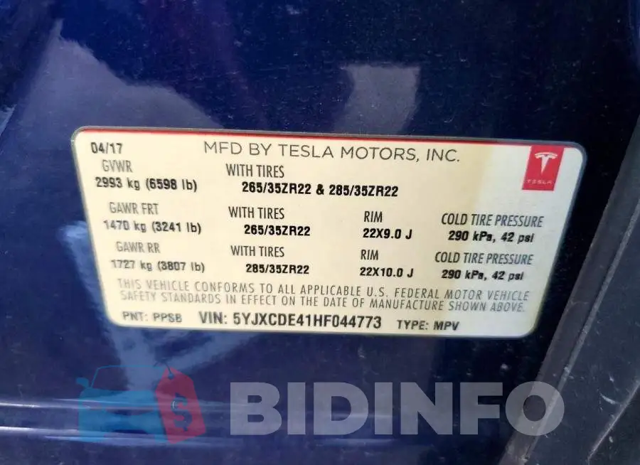 5YJXCDE41HF044773 Photo# 14