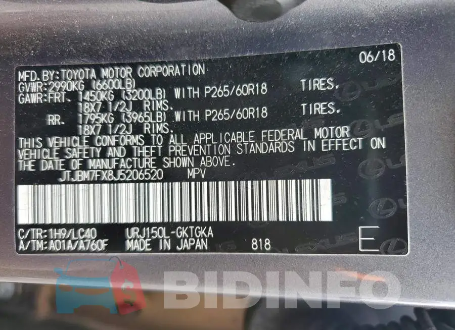 JTJBM7FX8J5206520 Photo# 14