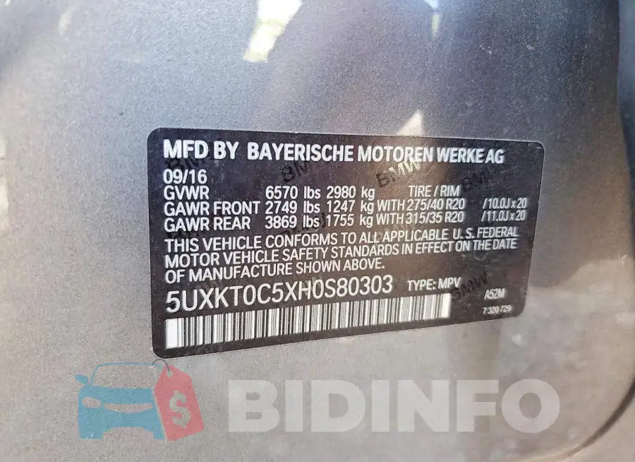 5UXKT0C5XH0S80303 Photo# 13