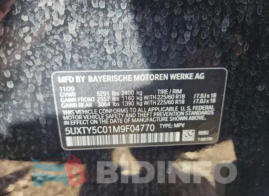 5UXTY5C01M9F04770 Photo# 14