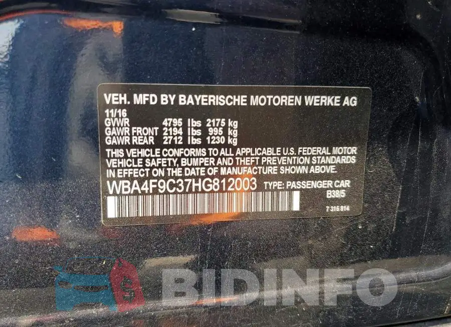 WBA4F9C37HG812003 Photo# 12