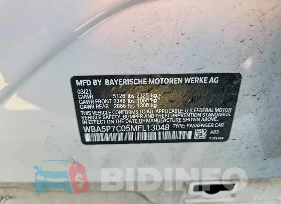 WBA5P7C05MFL13048 Photo# 13