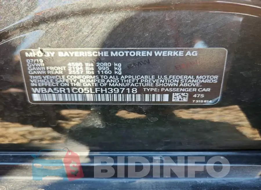 WBA5R1C05LFH39718 Photo# 12