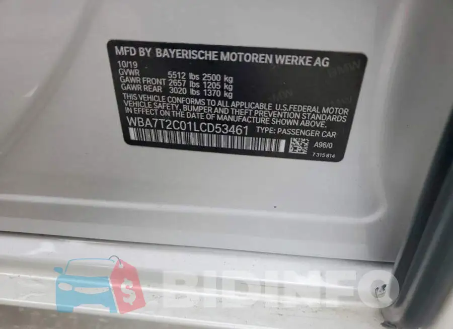WBA7T2C01LCD53461 Photo# 12