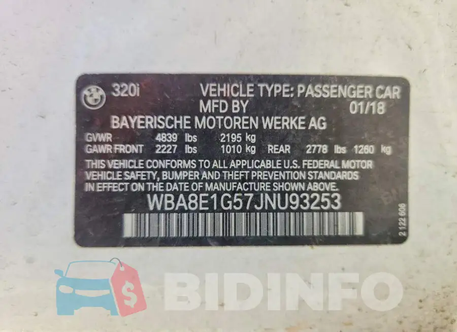 WBA8E1G57JNU93253 Photo# 12