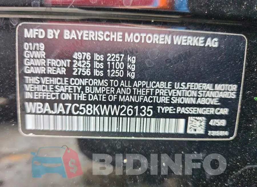 WBAJA7C58KWW26135 Photo# 12