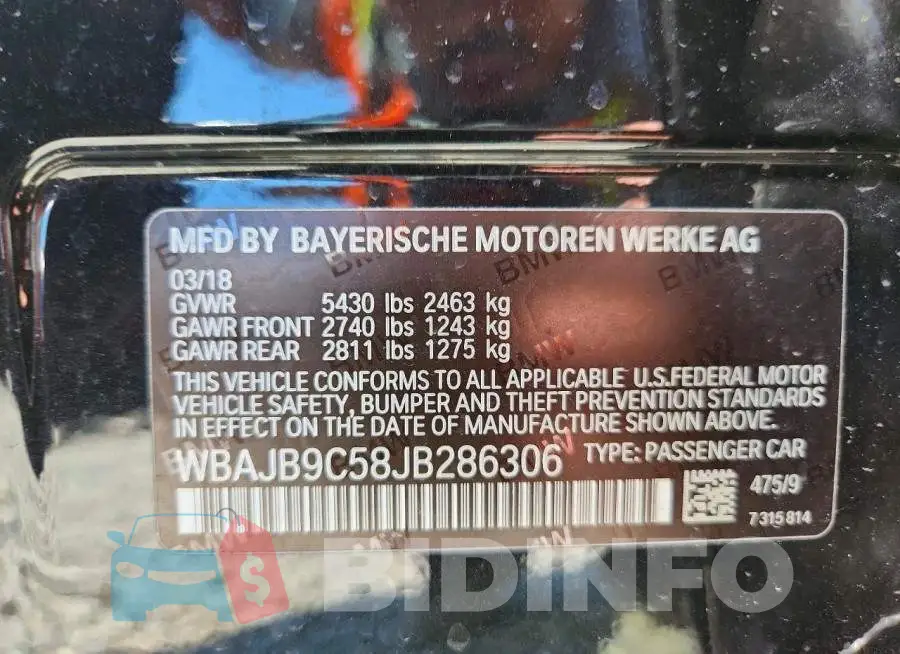 WBAJB9C58JB286306 Photo# 13