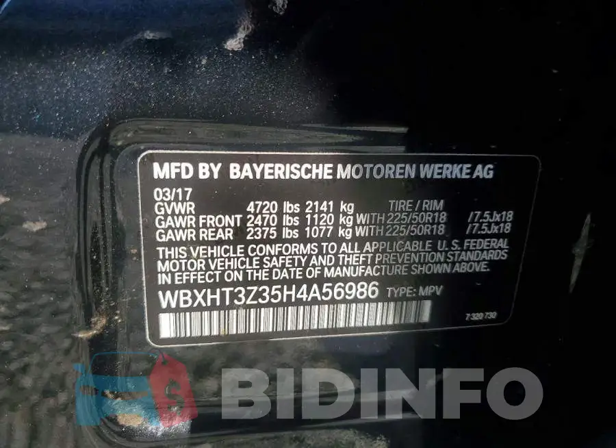 WBXHT3Z35H4A56986 Photo# 13