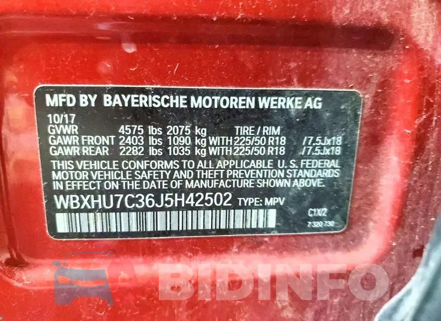 WBXHU7C36J5H42502 Photo# 13