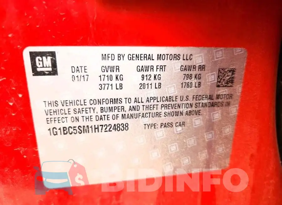1G1BC5SM1H7224838 Photo# 12