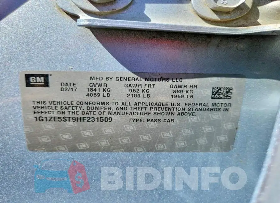 1G1ZE5ST9HF231509 Photo# 12