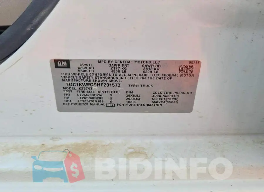 1GC1KWEG9HF201573 Photo# 12