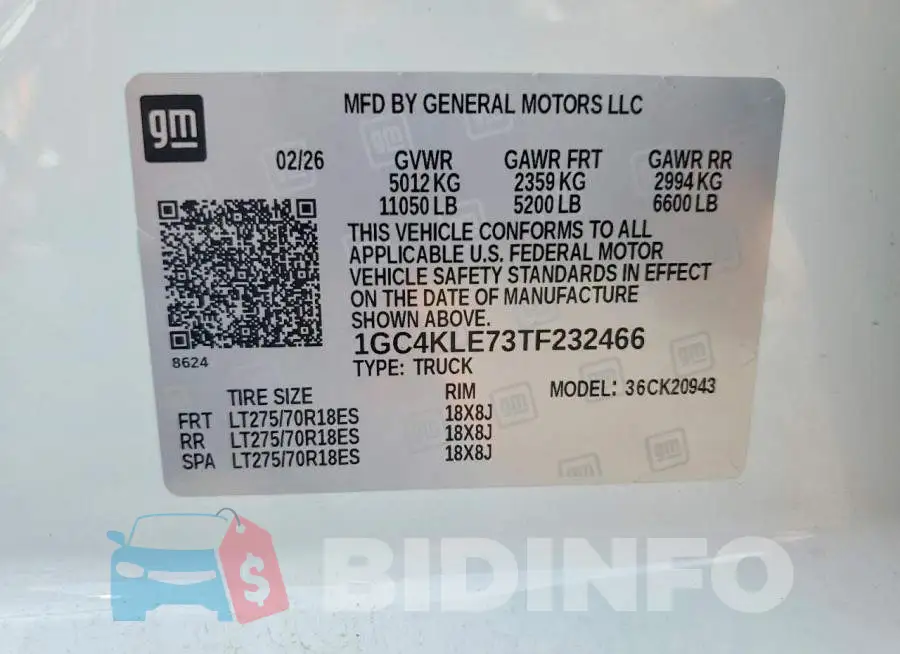 1GC4KLE73TF232466 Photo# 12