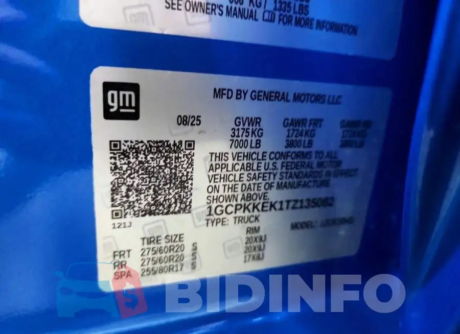 1GCPKKEK1TZ135082 Photo# 13