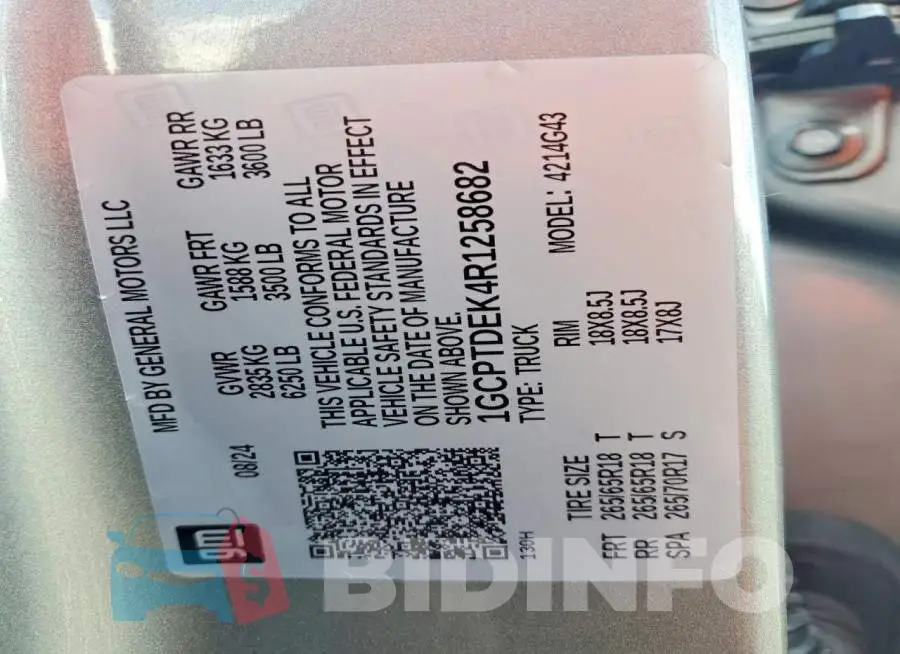 1GCPTDEK4R1258682 Photo# 13