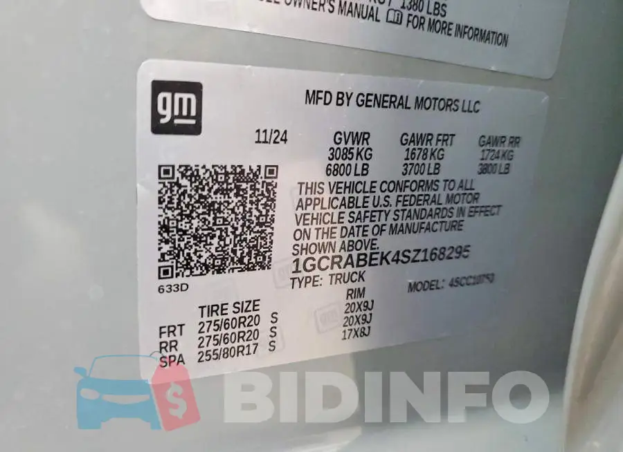 1GCRABEK4SZ168295 Photo# 12