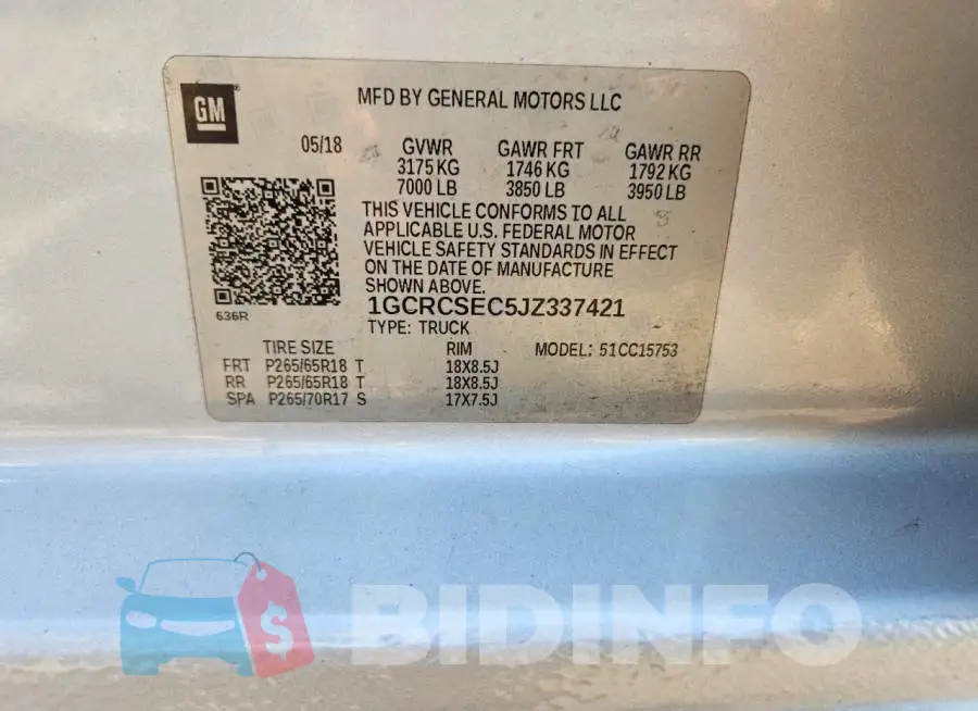 1GCRCSEC5JZ337421 Photo# 12