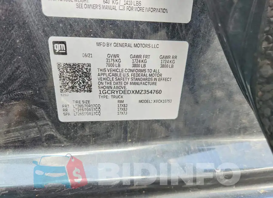 1GCRYDEDXMZ354760 Photo# 12