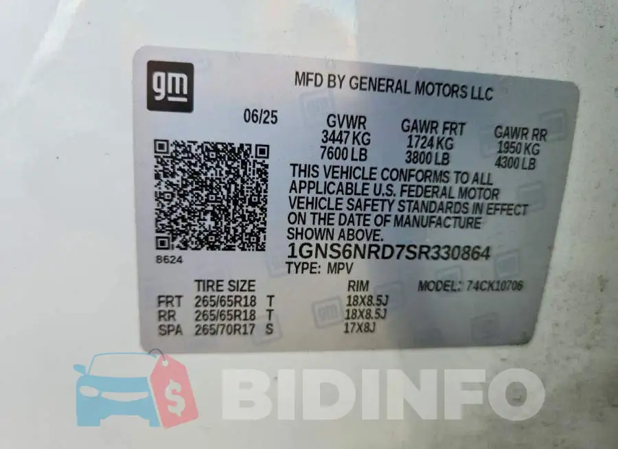 1GNS6NRD7SR330864 Photo# 14