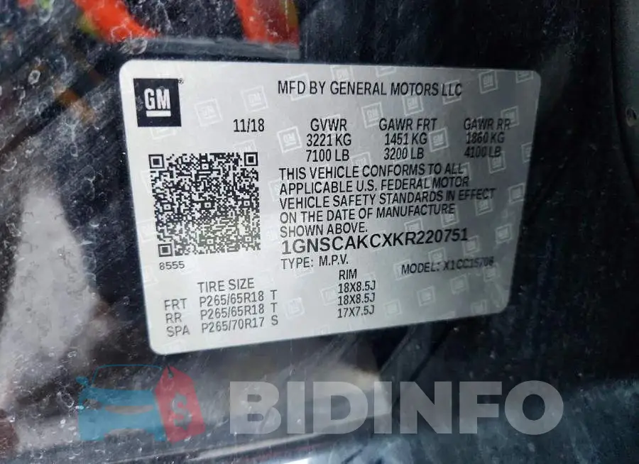 1GNSCAKCXKR220751 Photo# 13