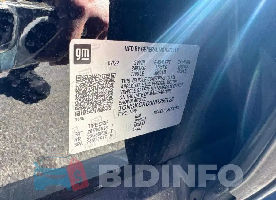 1GNSKCKD3NR355128 Photo# 10