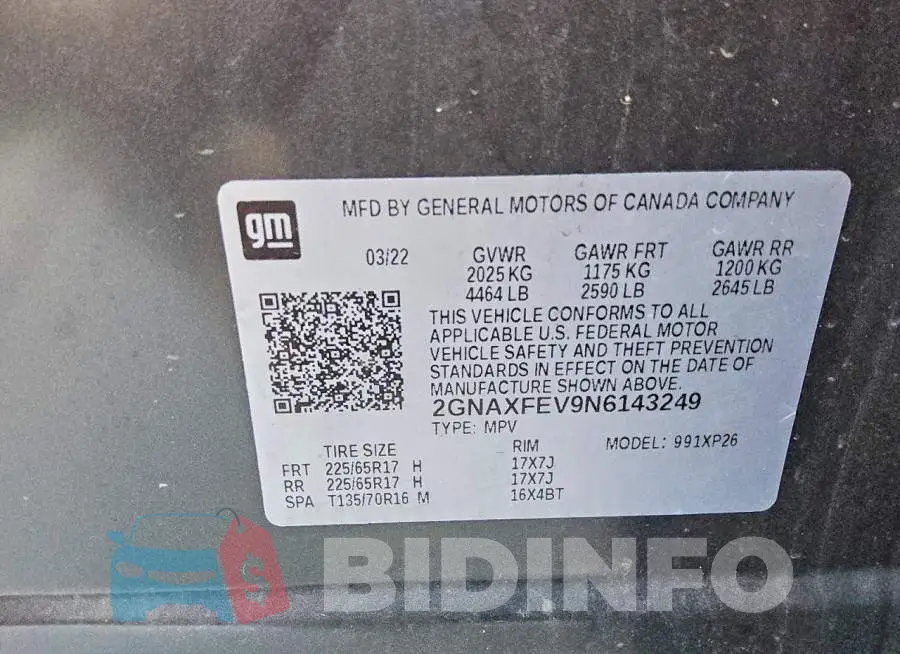 2GNAXFEV9N6143249 Photo# 12