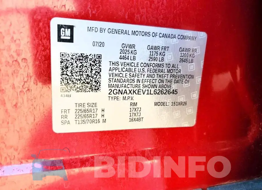 2GNAXKEV1L6262645 Photo# 13
