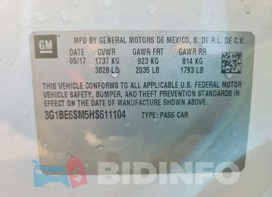 3G1BE6SM5HS611104 Photo# 13
