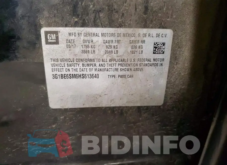 3G1BE6SM6HS613640 Photo# 12
