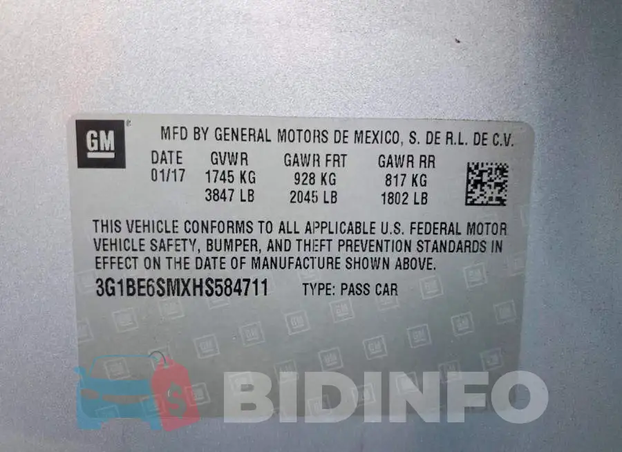 3G1BE6SMXHS584711 Photo# 12