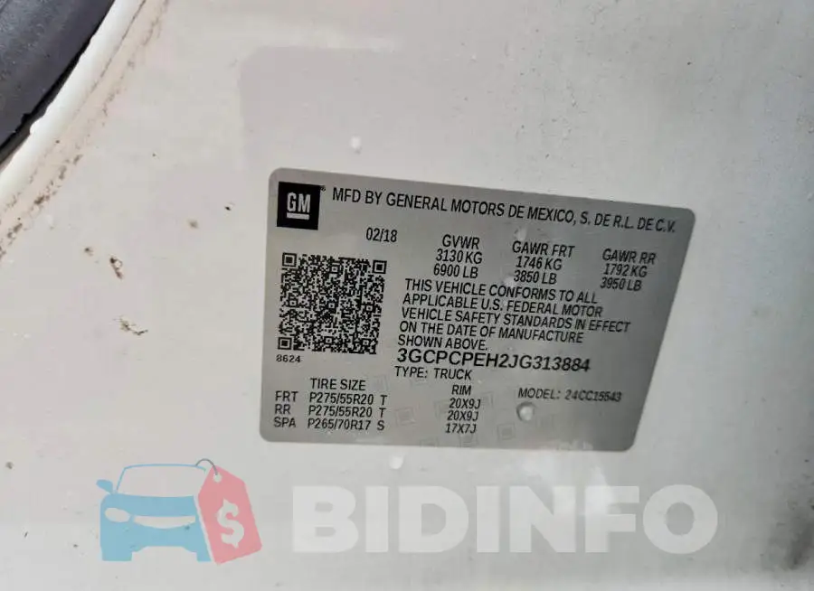 3GCPCPEH2JG313884 Photo# 12