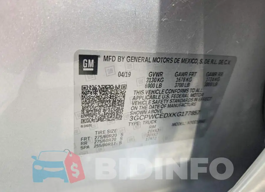 3GCPWCEDXKG177857 Photo# 12
