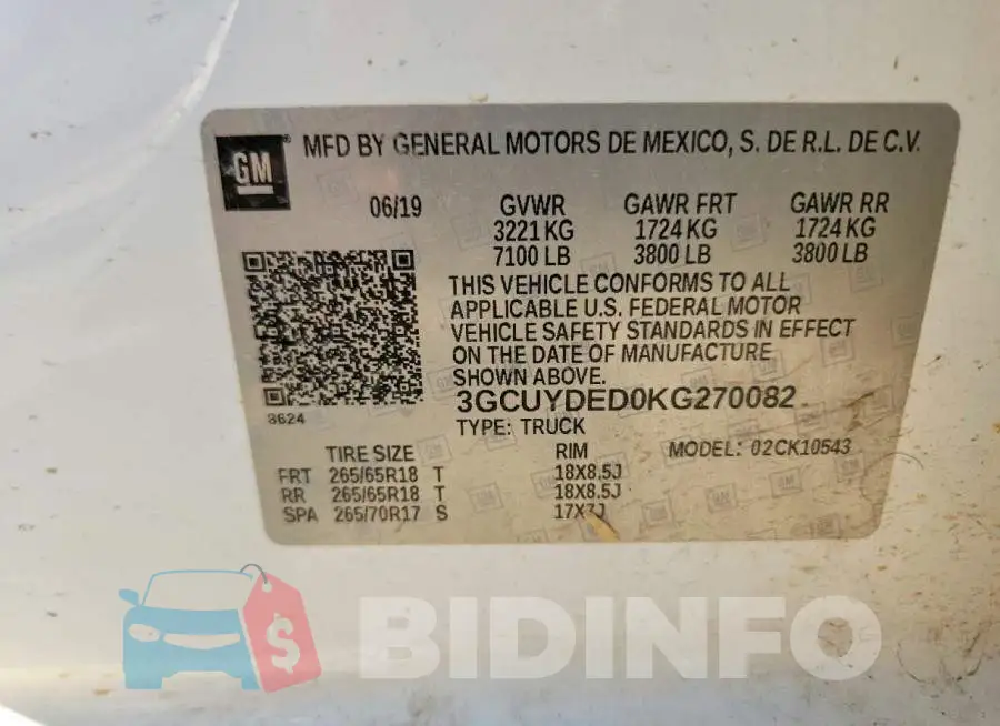 3GCUYDED0KG270082 Photo# 12