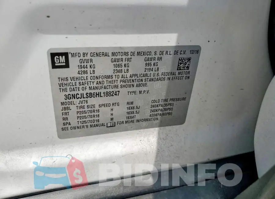 3GNCJLSB6HL188247 Photo# 12