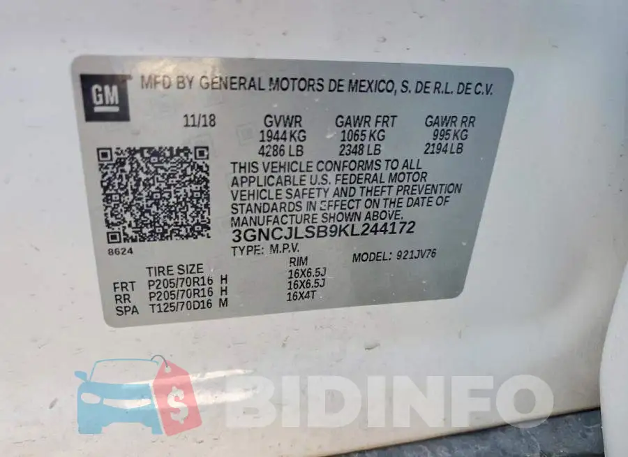 3GNCJLSB9KL244172 Photo# 13