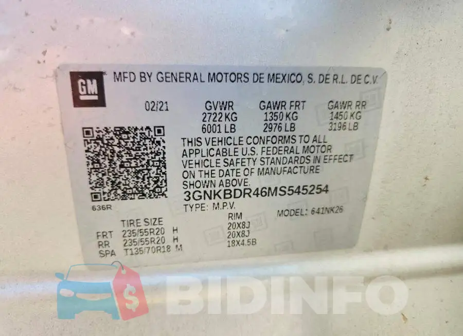 3GNKBDR46MS545254 Photo# 13