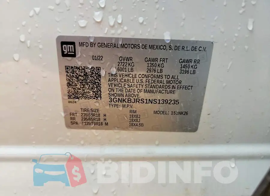 3GNKBJRS1NS139235 Photo# 13